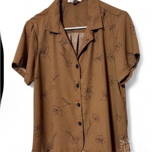 Lotus & lavander Floral Brown Blouse